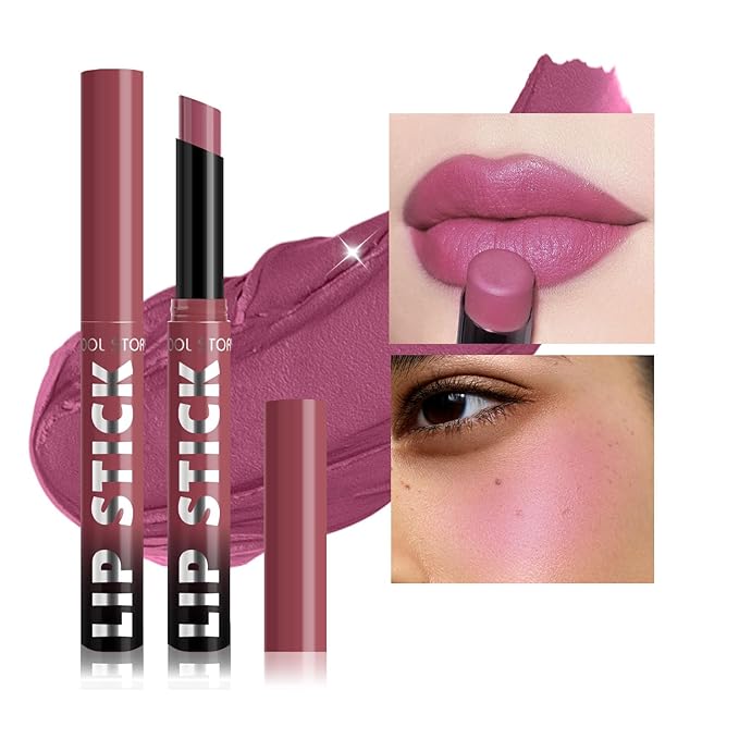 COOL STORY Matte Lipstick Lightweight Blurring Formula with High Impact Pigment, Long-lasting, 0.07 oz (Mauve Rose)