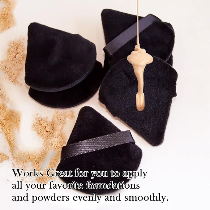 Powder Puff Daubigny 6 Pieces Powder Puff Face Soft Triangle Makeup Puff for Loose Powder Mineral Powder Body Powder Velour Cosmetic Foundation Blender Sponge Beauty Makeup Tools(Black)