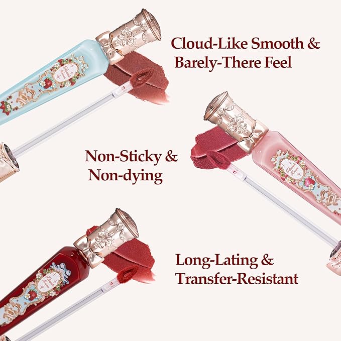 Flower Knows Strawberry Rococo Cloud Lip Cream,Long Lasting Warm Brown Nude Matte Lipstick,Hydrating Lip Stain,Transfer& Smudge Proof Velvet Liquid Lipstick for Girls&Women,0.12 Fl Oz(S03 Caffe Mocha)