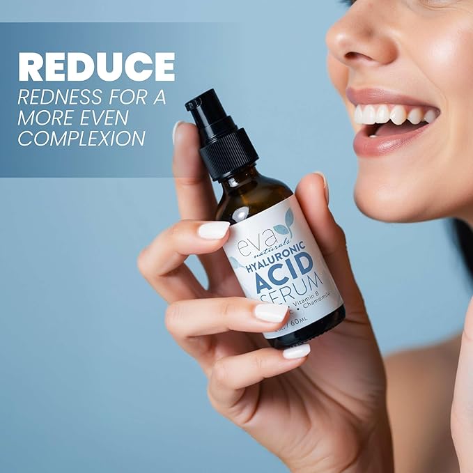 Eva Naturals Hyaluronic Acid Serum for Face – Pure Facial Gel with Natural Moisturizing Factors + HA – Anti-Aging Face Serum for Wrinkles, Fine Lines, Dry Skin, Lifted Glow – 2 oz