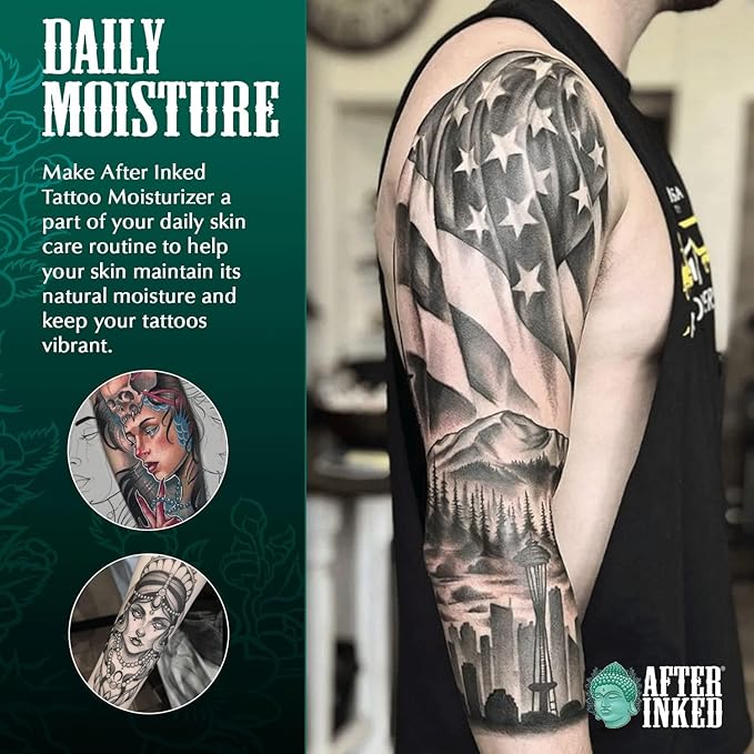 After Inked Tattoo Aftercare Lotion – Moisturizing Balm for Inked Skin, As Seen on INK MASTER – Hydrating Cream with Grape Seed Oil, Skin Nourishment & Daily Maintenance– 3 Fluid oz Tube (12-Pack)