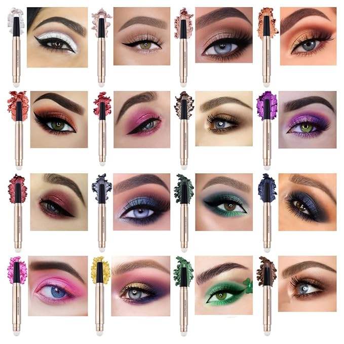 Light Gold Eyeshadow Stick Makeup, Long-Lasting Waterproof Eye Shadow Pencil, Hypoallergenic Smudge-Proof Glitter Primer Palette Shimmer Eyeliner, Easy to Blend Eye Make Up