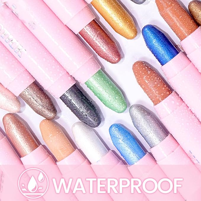 Kaely 2in1 Cream Eye Shadow Brightener Sticks for Eyes, Pencil Eyeshadow Applicator Stick Waterproof Pigmented, Eye Shadow Palette Highlighter Makeup, sombras para ojos, 12 Greenish Cyan Shimmer