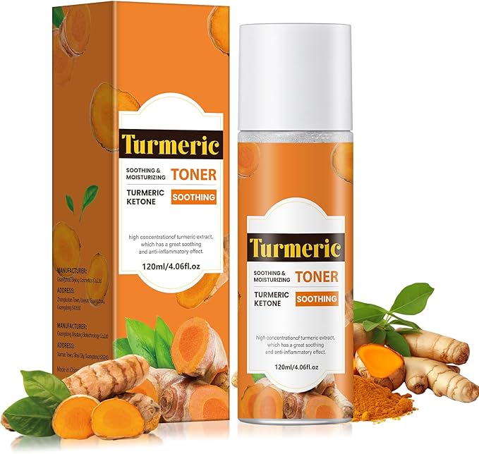 Face Toner for Women, Turmeric Facial Toner, Skin Toner for Even Skin Tone, Soothing, Moisturizing, Reduce Fine Lines, Suitable for All Skin Types, 4.06fl.oz/120ml