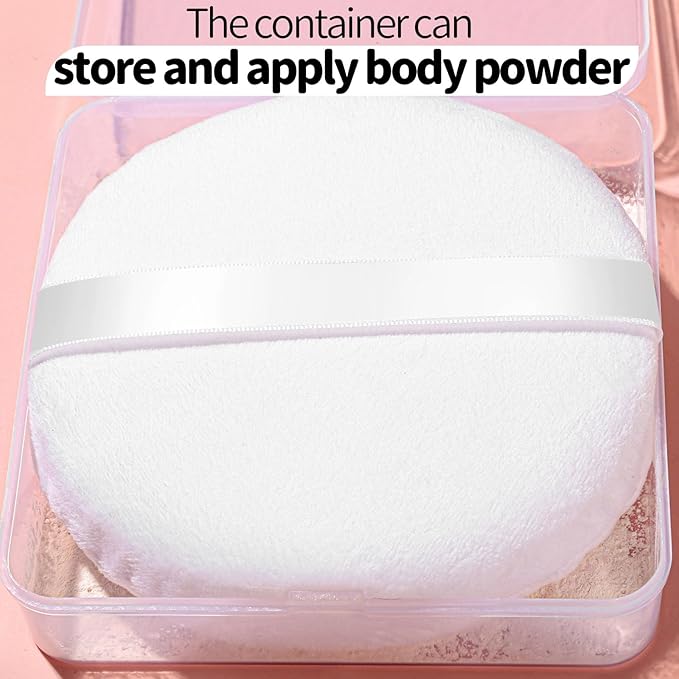Teenitor 2Pcs 5Inch Body Powder Puff, Powder Puff for Body Powder, Extra Large Powder Puff Soft Velour Puff White