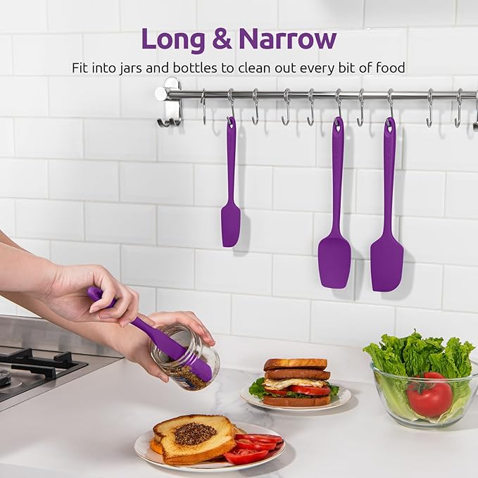 U-Taste Silicone Spatula Set with 600 Degrees Fahrenheit Heat Resistant (Purple)