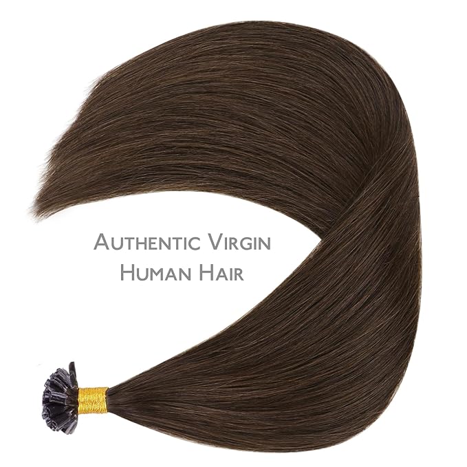 WENNALIFE U Tip Hair Extensions Human Hair, 50g 50s 14 Inch Chocolate Brown Remy Hair Extensions K Tip Hair Extension Real Human Hair Invisible Straight Keratin Hair Extensions