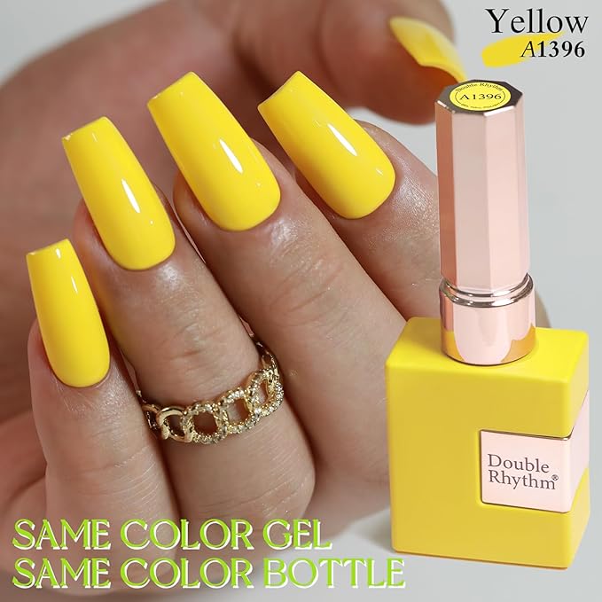 Double Rhythm 15ML Gel Nail Polish Pure Sheer Same Color Same Bottle Soak Off Gel Polish Art Manicure Salon DIY at Home for Women (Yellow-A1396)