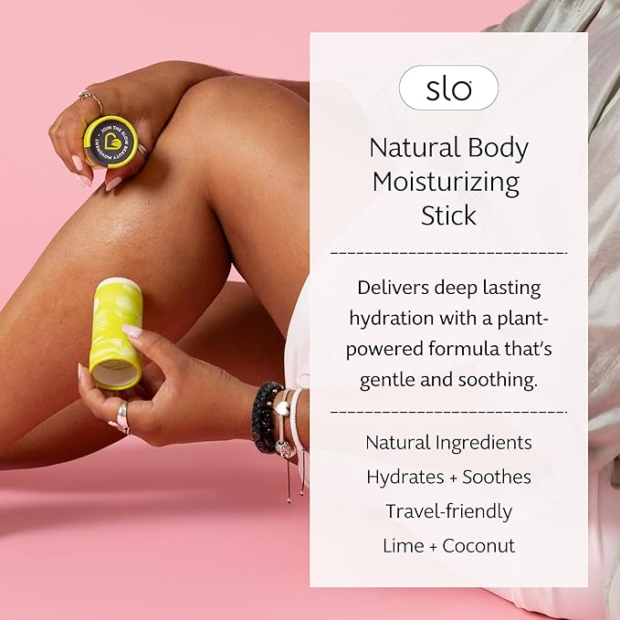 Slo Natural Moisturizing Stick | Body Balm for Dry Skin with Organic Ingredients | Hydrating + Nourishing | Coconut, Cocoa Butter & Antioxidants | Travel-Friendly | Lime + Coconut | 2.11oz/60g