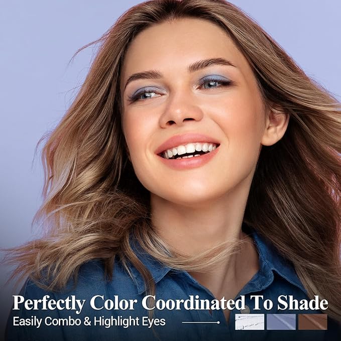 Blue Eyeshadow Stick Makeup 6PCS Set, Dark Blue Brown Metallic Shimmer Matte Cream Eye Shadow Eyeliner Brightener Pencil Crayon - JEANS BLUE