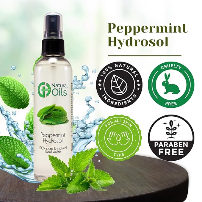 Peppermint Hydrosol (Floral Waters) - 4 fl oz Plastic Bottle w/Black Spray Cap - 100% natural - GreenHealth