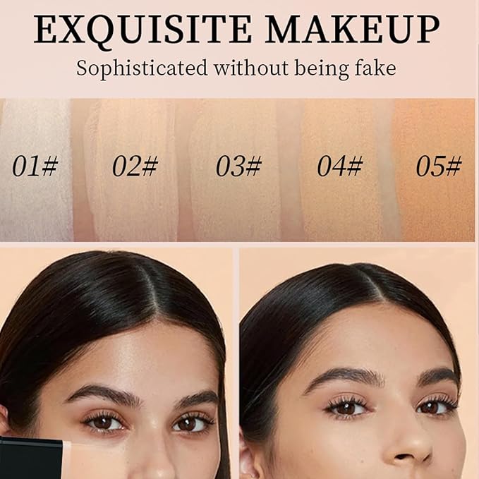 Concealer Foundation Stick, 2-in-1 Long-Lasting Foundation and Concealer with Brush, Creamy Full Coverage for Dark Circles & Blemishes, Hydrating Olive & Camellia, 2.09 Oz (01#)