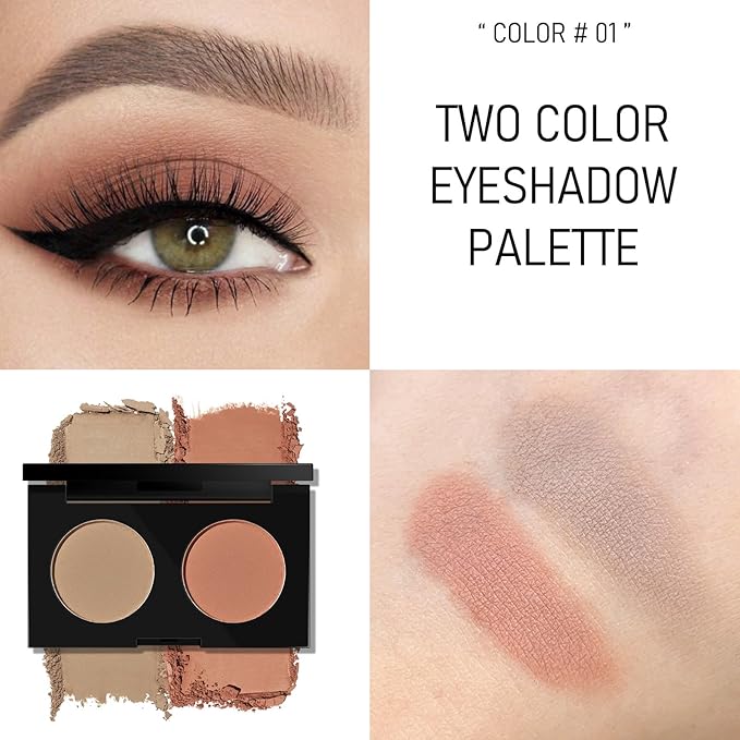 KYDA 2 Color Eyeshadow Palette, Taupe Brown and Matte Nude Eyeshadow Powder, Highly Pigment, Soft and Blendable Makeup for Daily Look -01