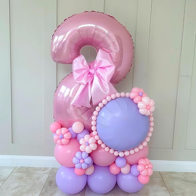 Pastel Pink 2 Balloon Number,40 Inch Light Pink 2 Balloons Large Helium Foil Mylar Number 2 Balloon for Birthday Party Anniversary Decorations