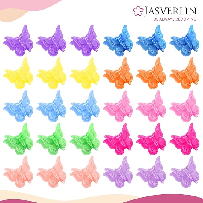 50 Pcs Butterfly Clips for Hair, Cute 90s Y2K Butterflies Mini Hair Claws Clips for Girls Hair Accessories Small, Colorful Pastel 10 Colors, 5 of each color (Vivid Spectrum)