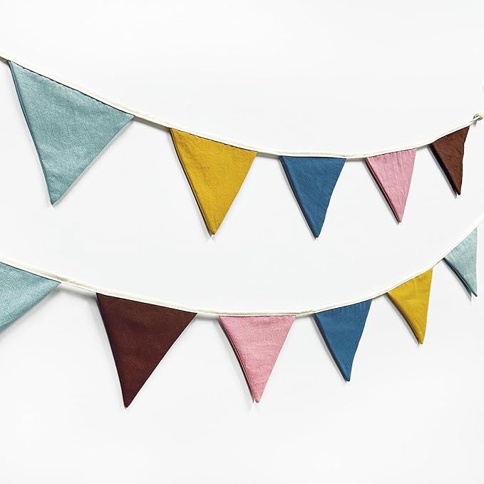 2 Sets of Boho Pennant Banner 20Pcs Nursery Garland Flags Retro Colored Fabric Linen Triangle Bunting Streamers for Kids Birthday Baby Shower Classroom Baby Room Decor Boho Wedding Party Decorations