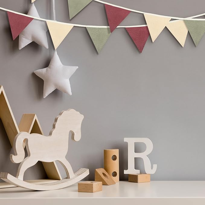 VitalCozy 17 ft Pennant Banner Flags, 2 Pcs Nursery Garland Triangle Bunting Flag Double Side Baby Banner for Boho Decor Baby Shower Birthday Wedding Party Event, Each 8.5 ft(Rustic Colors)