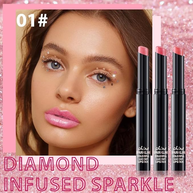 3Pcs Pink Nude Orange Metallic Lipstick for Women,Lightweight Non-Drying Shimmer Frosted Lipstick,Glitter Lip Gloss Stain Long Lasting Waterproof Smudge Proof 24 Hour Full Coverage Lip Makeup,Vegan