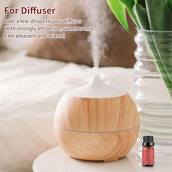 yethious Rose Essential Oil 100% Pure Rose Scented Oil for Diffuser & Aromatherapy Fragrance DIY Candle Soap Making Rose Oil Essential Oil 10ML