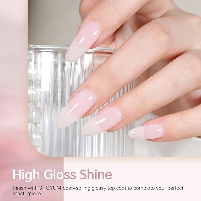 Icy Jelly Nude Pink Gel Nail Polish Set of 6 Transparent Milky White Colors Sheer Gel Polish x Kit for Salon Manicure and Nail Art DIY at Home