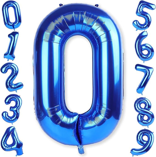 40 Inch Large Numbers Balloons 0-9, Self Inflating Navy Blue Foil Number 0 Helium Balloon Boy Girl, Big Dark Royal Blue Digit 0 Balloons for Women Men 30 40 50 60 70 80 100 Birthday Party Decoration