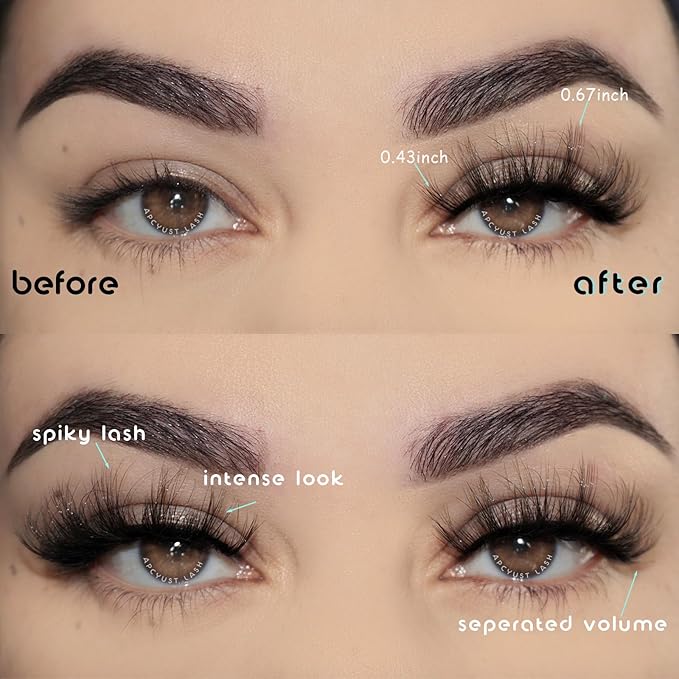 Wispy Lashes Natural Mink Eyelashes Fluffy Lash Strips Doll Eye Faux Mink Eyelash 17 mm Strip Lashes Pack Natural Look Thick Volume Wispies Pestañas Postizas Naturales Set with Soft Band