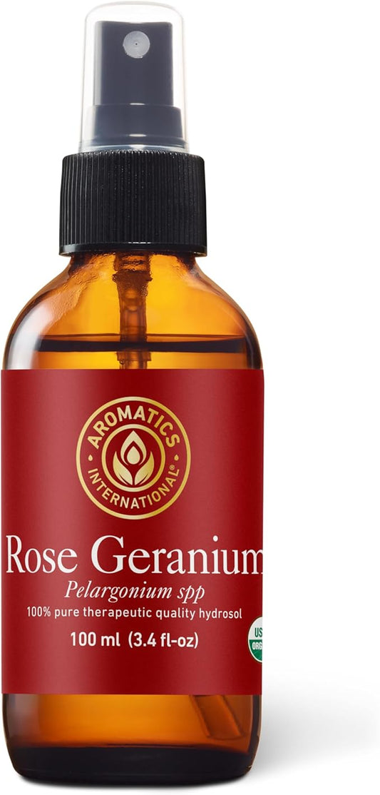 Aromatics International Rose Geranium Hydrosol 100ml | Floral Aromatic Spray for Home Use