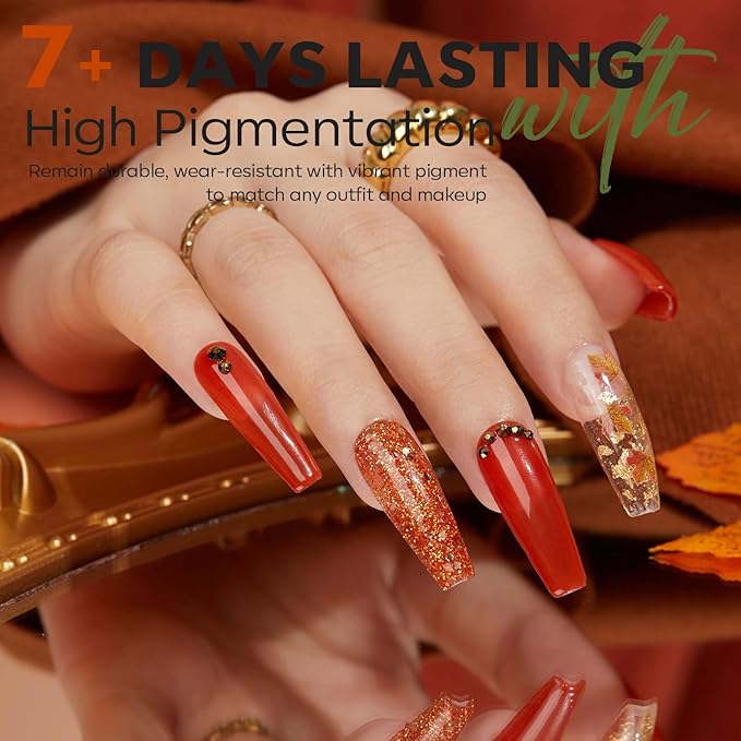 modelones Nail Polish Set, 6 Colors Fall Winter Halloween Yellow Orange Nail Polish Kit Quick Dry Black Green Long Lasting Manicure Diy Home Salon Gift For Women Mom