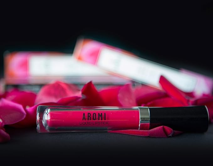 Aromi Matte Liquid Lipstick | Bright Magenta Red Lip Color, Long-Lasting, Transfer and Smudge Proof, Waterproof, Paraben, Phthalate, + Gluten Free (Neon Red)