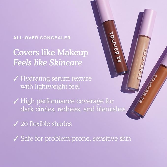 Tower 28 Beauty Swipe Serum Concealer - Hydrating Buildable Medium-Coverage Concealer with Skincare Benefits for Sensitive Skin - Shade 15 SAMO, Deep with Cool Undertones, 0.22 Fl Oz