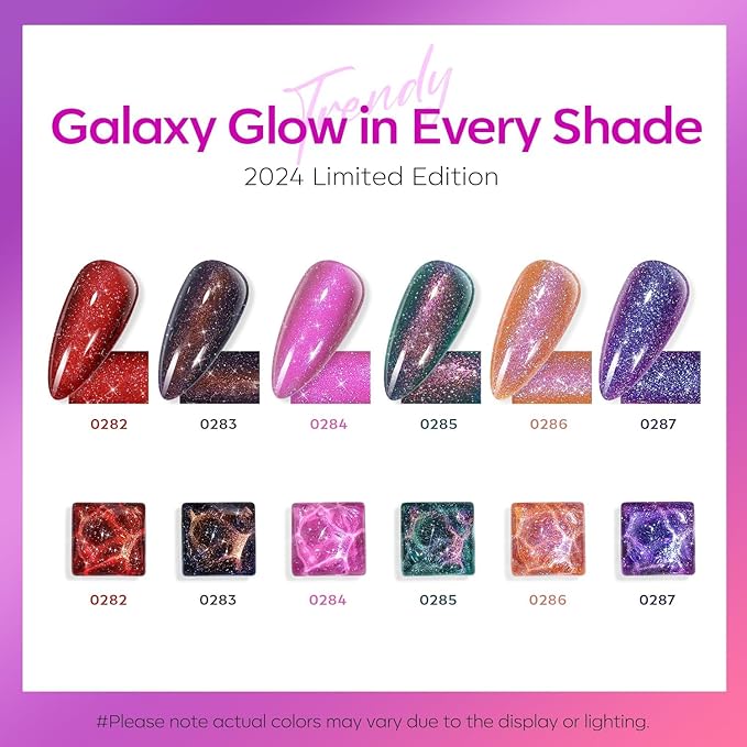 modelones Nail Polish Set 6 Colors, Christmas Red Green Glitter Quick Dry Mini Nail Lacquer Kit Winter Hot Pink Blue Purple Orange Holographic Sparkle Holiday Manicure Nail Art Gift for Women Girls