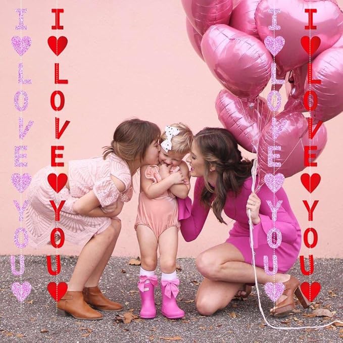 8 Pack I Love You Heart Garland Banner