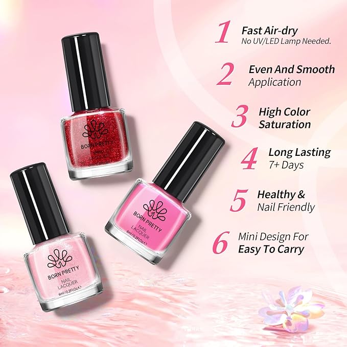 Born Pretty Fall Nail Polish Set, 15 Colors Quick Dry Nail Polish Kit Orange Yellow Brown Red Pink Silver Gold Glitter Color Changing Orange Nail Lacquer Glossy Fingernail Polish Manicure Set