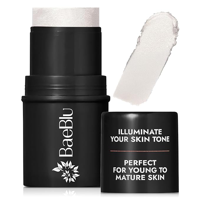 BaeBlu - Organic Blush Tube, Prosecco - 100% Natural Vegan Cream Blush Sticks, Multi-Use Bronzer, & Highlighter for Lips, Cheeks & Eyes, Buildable Shimmer, Gluten-Free, Paraben-Free, Made in USA