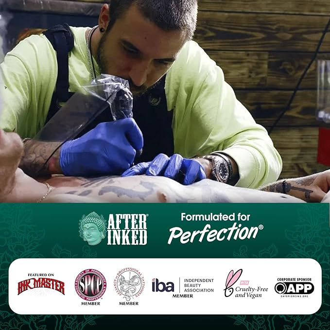 After Inked Tattoo Aftercare Lotion – Moisturizing Balm for Inked Skin, As Seen on INK MASTER – Hydrating Cream with Grape Seed Oil, Skin Nourishment & Daily Maintenance – 3 Fluid oz Tube (1-Pack)