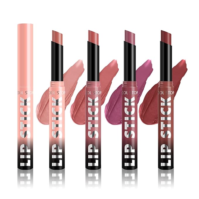 COOL STORY Matte Lipstick Lightweight Blurring Formula with High Impact Pigment, Long-lasting, 0.07 oz (4 color SET-A)