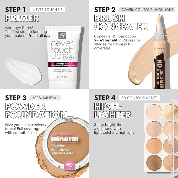 Ruby Kisses 3D Powder Contour Palette Medium Dark Define your cheekbones, perfect your nose, and sculpt your jawline