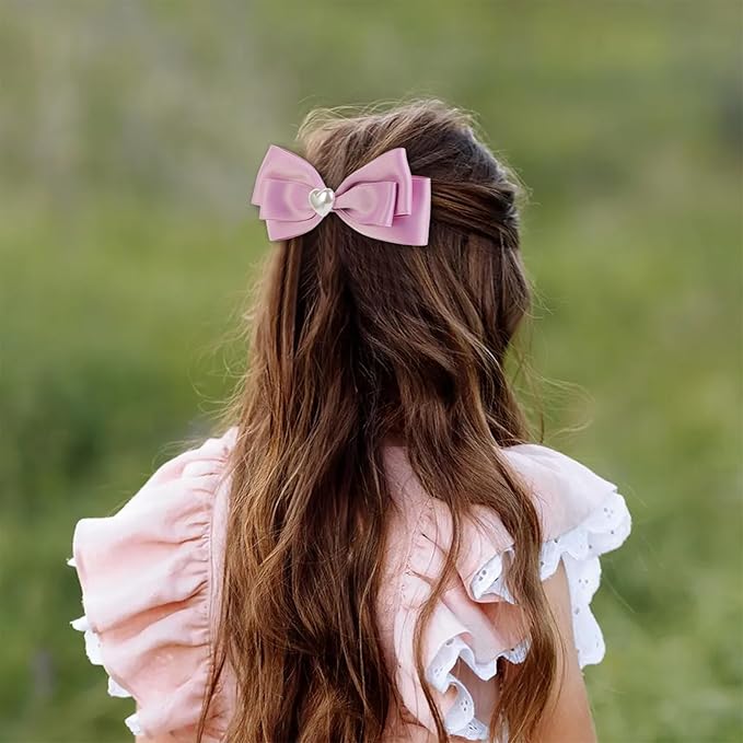 2pcs purple hair bows for girls, cute bow hair clips for women, purple bow with alligator clip, christmas and valentines hair bows, hair accessories for girls