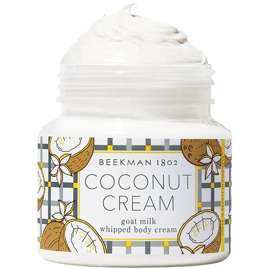 Beekman 1802 Coconut Cream Whipped Body Cream - Scented - 8 oz - Moisturizes, Soothes & Softens - With Coconut Oil & Mango Seed Butter - Microbiome Friendly - No Irritation - Good for Sensitive Skin