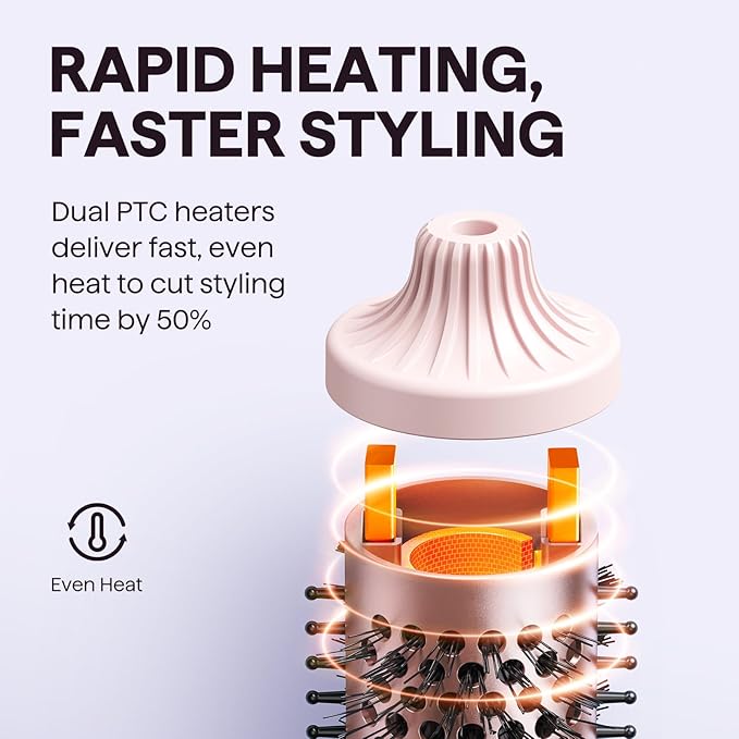 Wavytalk Thermal Brush Blowout Boost Grande, 1.77 Inch Heated Round Brush for Long Hair Blowout, Tourmaline Ceramic Negative Ion Technology Reduce Hair Damage, Dual Voltage Sakura Pink