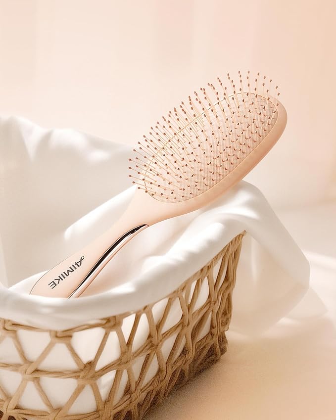 AIMIKE Detangling Brush, Detangler Paddle Brush w/Soft Bristles, Pain-Free Detangle Hairbrush Loosens Stubborn Tangles, Extra Gentle on Sensitive and Fine Hair, for Women & Kids Wet Dry Hair