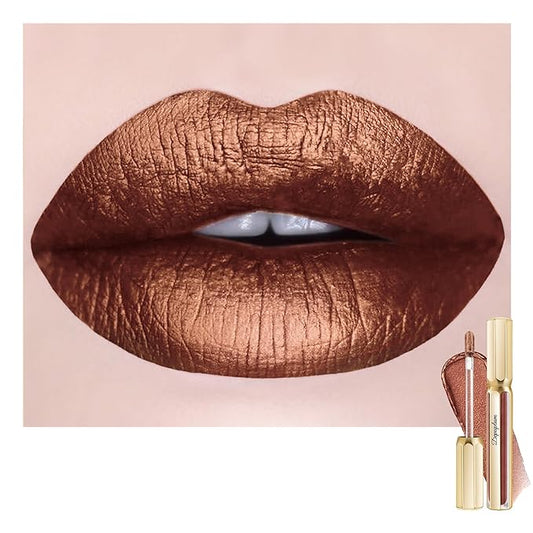 Chocolate Lipsticks for Women Metallic Lipstick Long Lasting Non Stick Cup Lip Gloss, Shimmer Lightweight Hydrating Full Coverage Lip Color, DP109 Candy