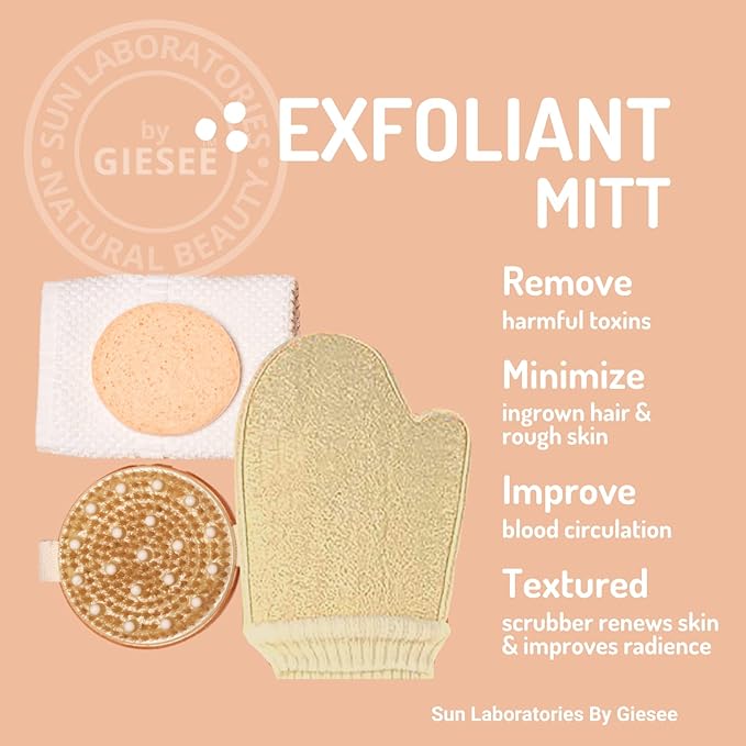 Sun Labs Unscented Exfoliating Body Scrub With Loofah Sponge Mitt for Soft Skin - 8 fl. oz. Bottle