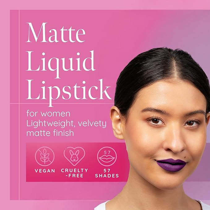 Aromi Violet Plum Liquid Lipstick, Dark Purple Lip Color, Vegan and Cruelty-free, Long-lasting and Waterproof Lipstick, Handmade (Vamptastic Plum)