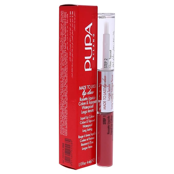 PUPA Milano Made To Last Lip Duo - Smudge-Proof Lip Color And Gloss - Highly Pigmented Shades - One Swipe Color Payoff - Gives Unrivaled Glassy Effect - Long Lasting - 008 Miami Pink - 0.13 Oz
