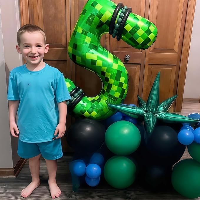 21st Birthday Balloons for Men, Large Lime Green Pixel Number 21 Balloon, 40 Inch Dark Kelly Green Foil 21 Balloon Number for 21 Year Old Birthday Video Game Forest Patrick's Day Party Decorations