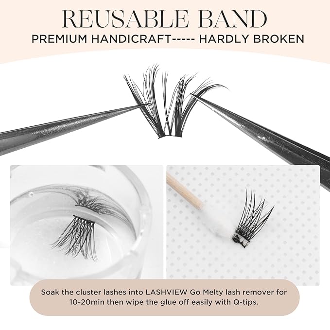 PopUp Lash Clusters 144 Pcs Cluster Lashes DIY Cluster Eyelash Extensions Mega Volume Reusable Individual Lashes Cluster Volume Look Super Thin Band & Soft(D17)