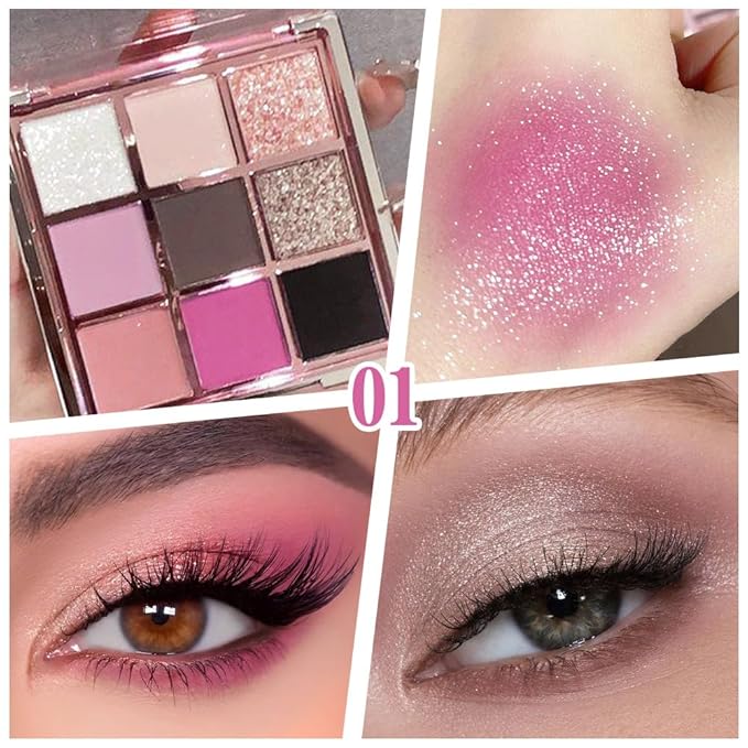 9 Color Eyeshadow Palette Makeup, Neutral Nude Matte Eye shadow & Shimmer Eyeshadow,Long Lasting Waterproof Eye shadow Makeup Palette for Women 01#