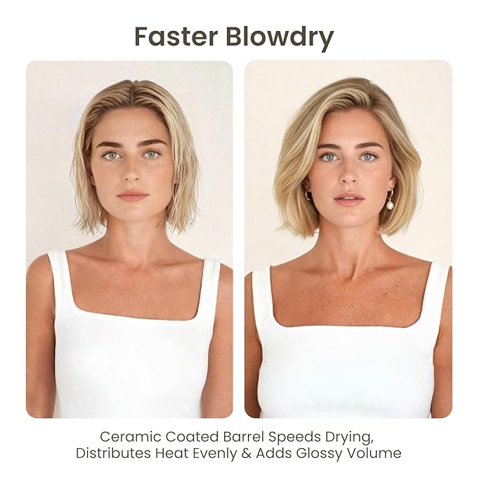 AIMIKE Round Hair Brush, 1 inch Barrel with Boar Bristles, Nano Thermal Ceramic & Ionic Tech, for Blow Drying, Styling, Curling and Shine + 4 Clips (Gold, Unisex, Fine Hair, Short Hair, Anti-Frizz)