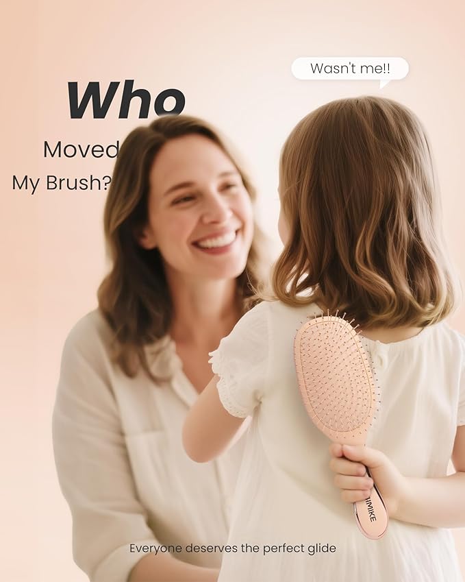 AIMIKE Detangling Brush, Detangler Paddle Brush w/Soft Bristles, Pain-Free Detangle Hairbrush Loosens Stubborn Tangles, Extra Gentle on Sensitive and Fine Hair, for Women & Kids Wet Dry Hair